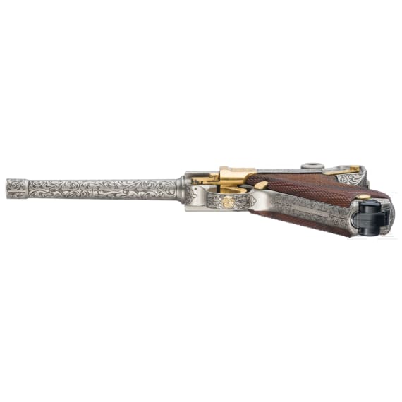 Mauser Mod. 29/70 Parabellum, Luxusausf&uuml;hrung, graviert, in Holzkassette