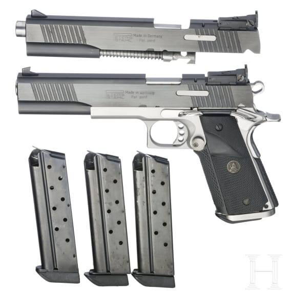 Peters Stahl Sportpistole, 6", .45Auto, mit Wechselsystem 9mmLuger