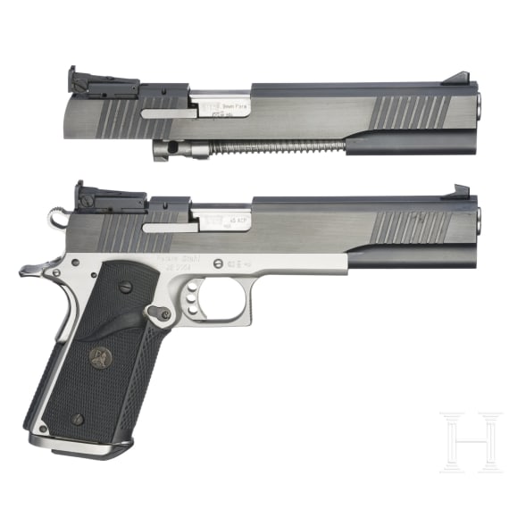 Peters Stahl Sportpistole, 6", .45Auto, mit Wechselsystem 9mmLuger