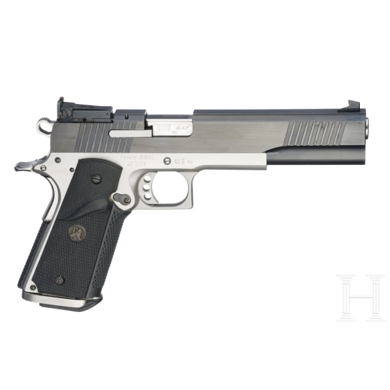 Peters Stahl Sportpistole, 6", .45Auto, mit Wechselsystem 9mmLuger