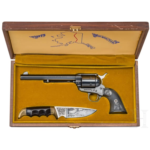 A Colt SAA Trans-Alaska Pipeline Commemorative, in display case