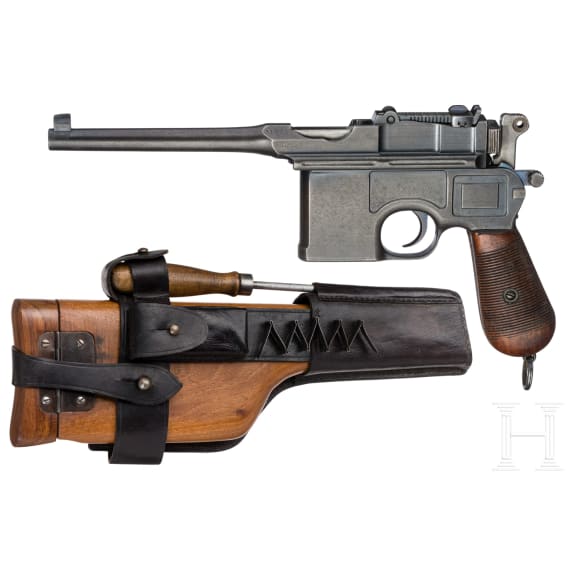 A Mauser C96 "Wartime Commercial", with matching shoulder stock and leather harness