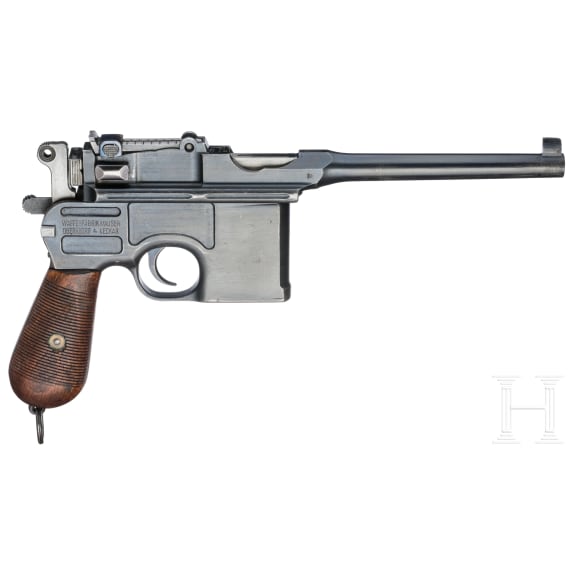 Mauser C96 "Wartime Commercial", ca. 1916, with shoulder stock and leather harness