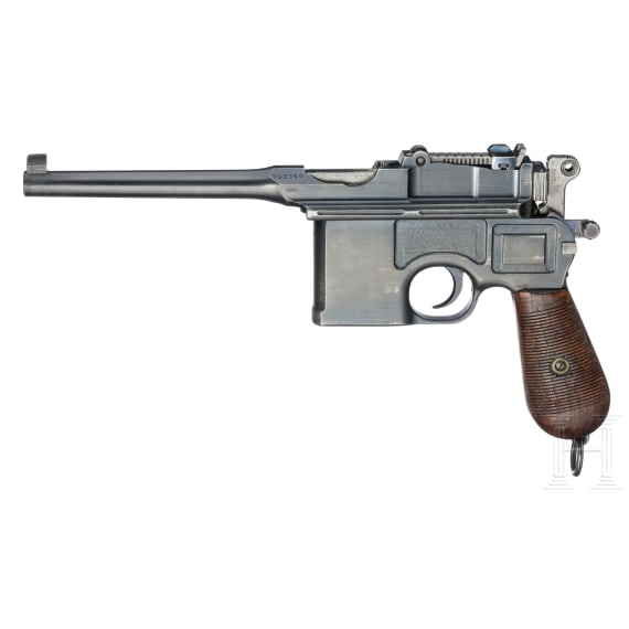 Mauser C96 "Wartime Commercial", ca. 1916, with shoulder stock and leather harness