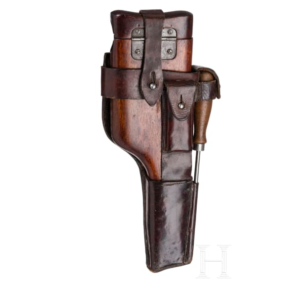 Mauser C96 "Wartime Commercial", ca. 1916, with shoulder stock and leather harness