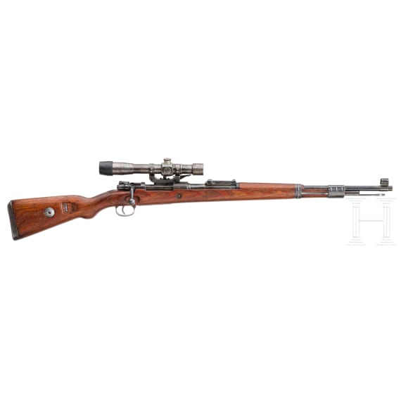 A Sniper rifle 98 k, code &bdquo;ce 42", with Russian &bdquo;PE" scope