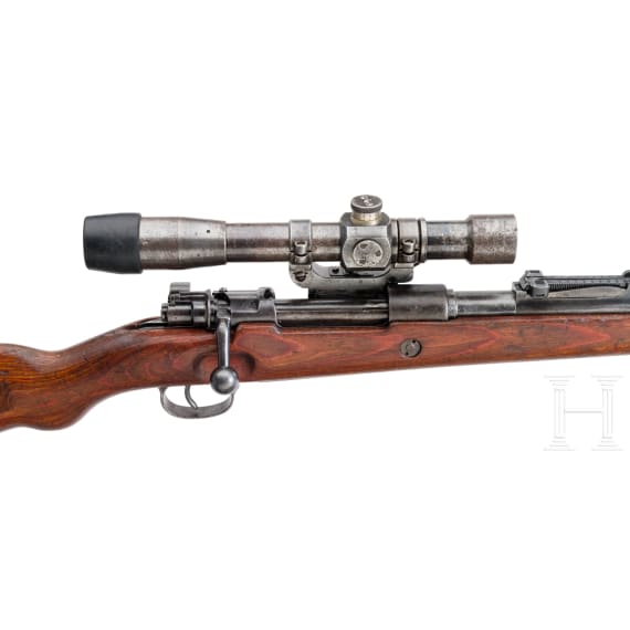 A Sniper rifle 98 k, code &bdquo;ce 42", with Russian &bdquo;PE" scope