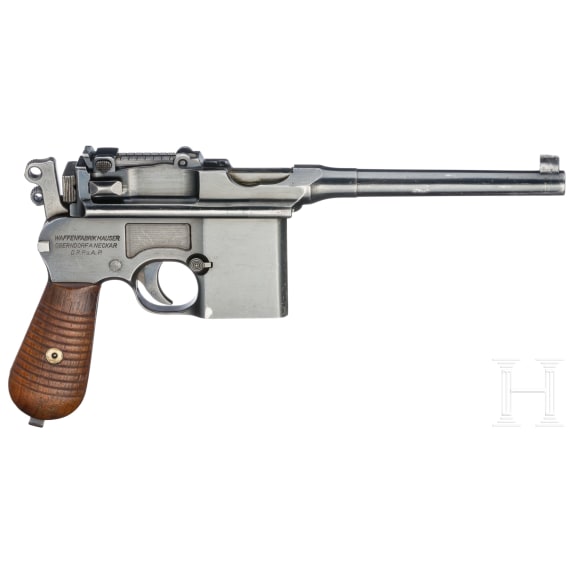 A Mauser Mod. C96 1932 ("Mod. 712"), with shoulder stock and leather harness
