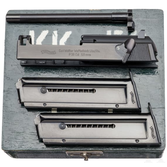A cased Walther P38 conversion kit in .22lr