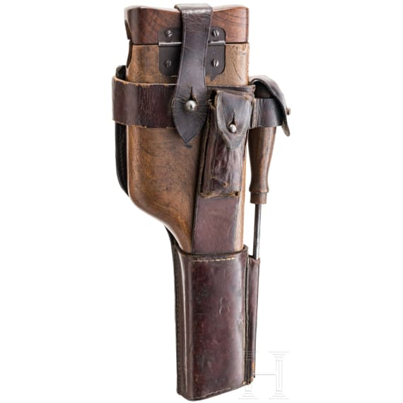 A Mauser C96 shoulder stock with leather harness