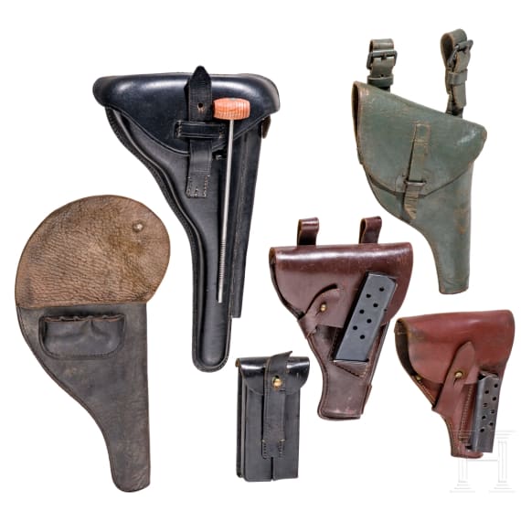 A mixed lot of five holsters from various countries