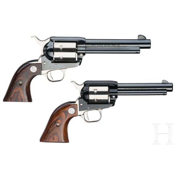 A pair of Colt revolvers - an SAA in .45LC and an SA Frontier Scout in .22lr., Commemorative, in case