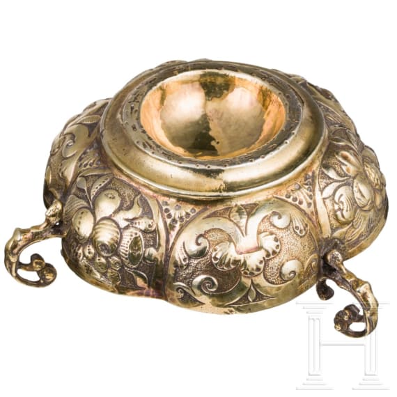 A German silver-gilt salt cellar, Aachen, 17th/18th century