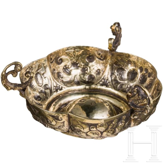 A German silver-gilt salt cellar, Aachen, 17th/18th century