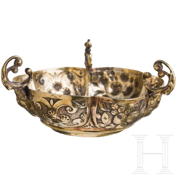 A German silver-gilt salt cellar, Aachen, 17th/18th century