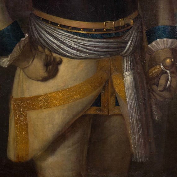 Prussian Oberst Friedrich Leopold Count von Ge&szlig;ler (1688&ndash;1762) &ndash; a life-sized portrait painting, dated 1721