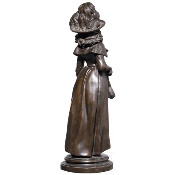 Bronze einer Dame mit Hut, wohl deutsch, 2. H&auml;lfte 20. Jhdt.