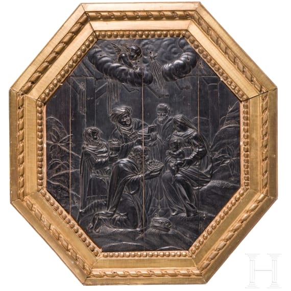 Ebenholz-Relief "Die Anbetung der K&ouml;nige", fl&auml;misch, 17. Jhdt.