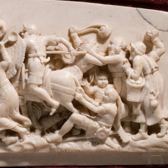 Elfenbeinrelief mit Schlachtenszene, deutsch, wahrscheinlich 17. Jhdt.