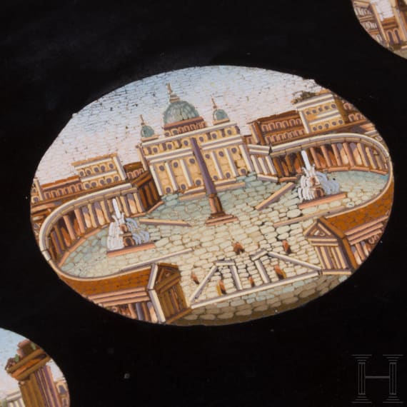 Mikromosaik-Briefbeschwerer mit Ansicht der Piazza San Pietro, Rom, um 1880