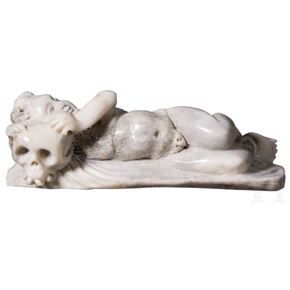 Zwei Memento-Mori Beinschnitzereien im Stil des Fr&uuml;hbarock, deutsch, 19./20. Jh.