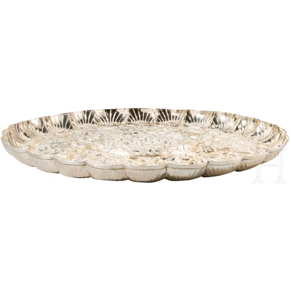 A large Portuguese silverboard dish, Porto, late 18th century
