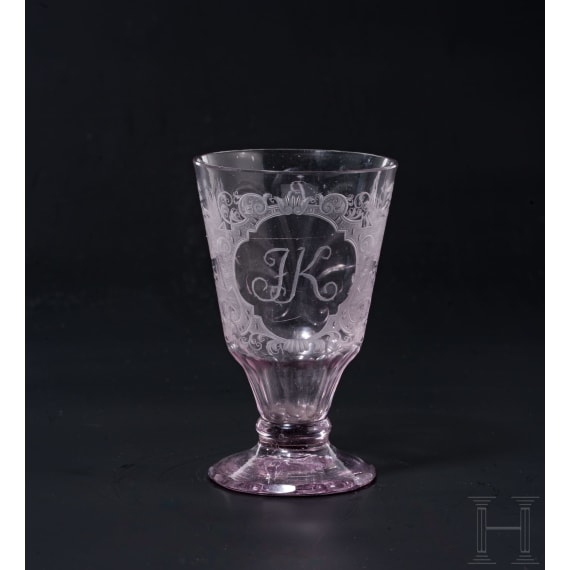 Jagdliches, kleines Schliffglas, Schlesien, um 1760/70