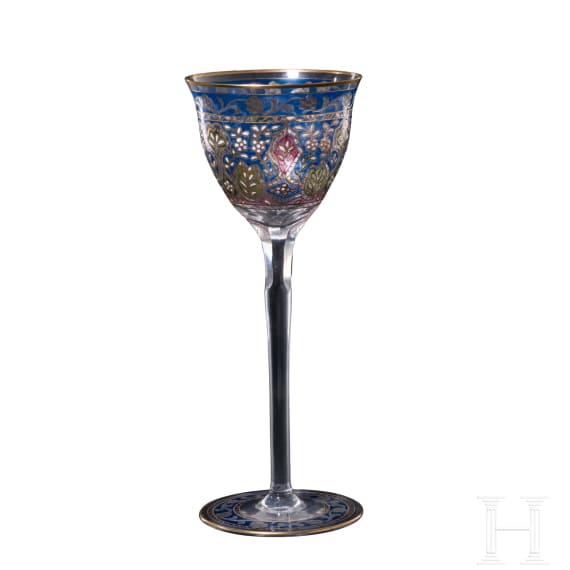 St&auml;ngelglas mit Jodhpur-Dekor, Schreiberhau, Josephinenh&uuml;tte (Entwurf), Petersdorf, Fritz Heckert, um 1925 (Ausf&uuml;hrung)
