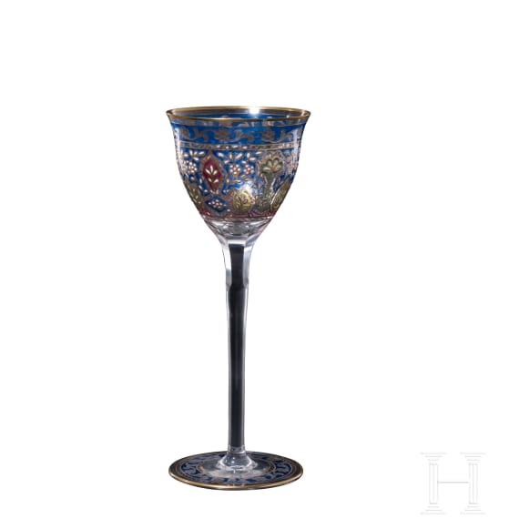 St&auml;ngelglas mit Jodhpur-Dekor, Schreiberhau, Josephinenh&uuml;tte (Entwurf), Petersdorf, Fritz Heckert, um 1925 (Ausf&uuml;hrung)