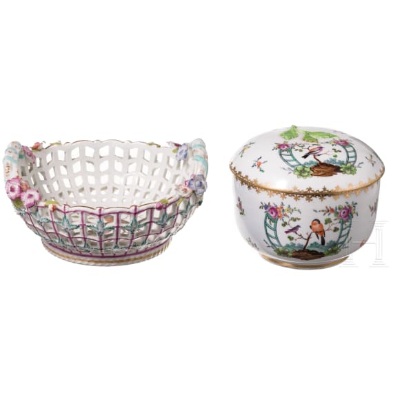 Deckeldose und Henkelkorb, Meissen, 1860 - 1924