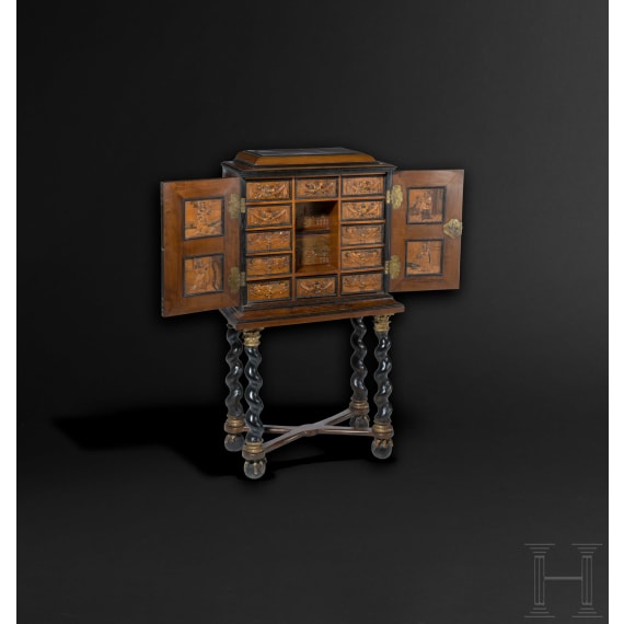 Barockes Luxus-Kabinett mit Reliefintarsien, Eger (Cheb/CZ), um 1700