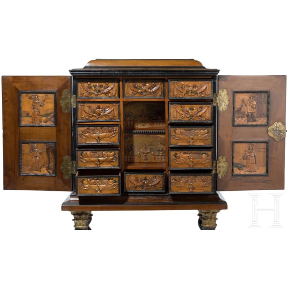 Barockes Luxus-Kabinett mit Reliefintarsien, Eger (Cheb/CZ), um 1700