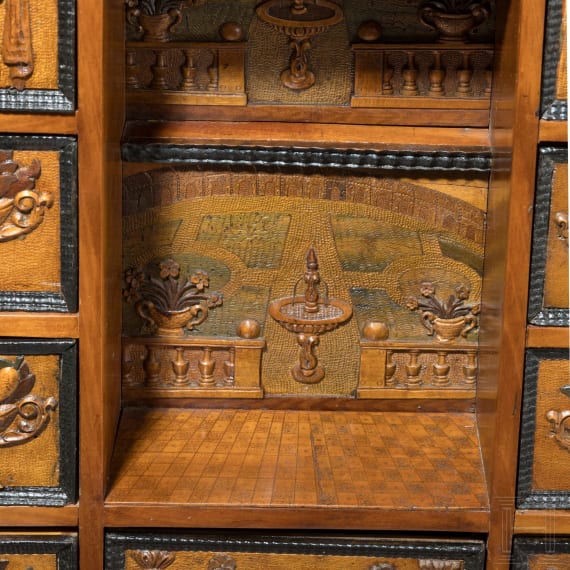 Barockes Luxus-Kabinett mit Reliefintarsien, Eger (Cheb/CZ), um 1700