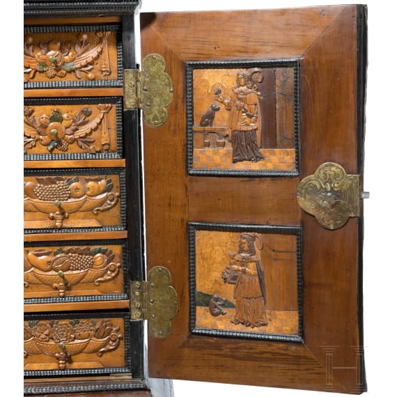 Barockes Luxus-Kabinett mit Reliefintarsien, Eger (Cheb/CZ), um 1700