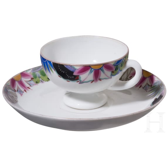 Seltene Porzellantasse mit Untertasse, Sowjetunion um 1923-1925