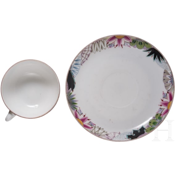 Seltene Porzellantasse mit Untertasse, Sowjetunion um 1923-1925