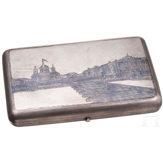 Gro&szlig;es Etui mit niellierter Ansicht, Russland, Moskau, A. Egorow, 1866