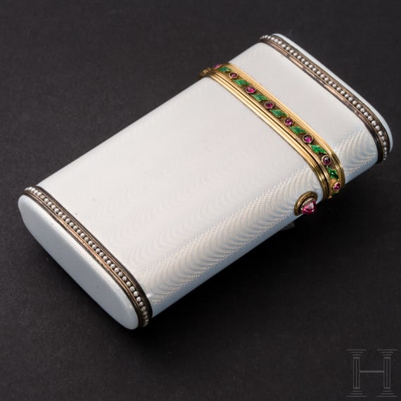 Faberg&eacute;-Guilloch&eacute;-Email-Zigarettenetui, Russland, St. Petersburg, Henrik Wigstr&ouml;m, 1908-1917