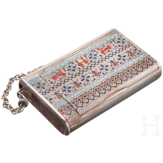 Massives Champlev&eacute;-Email Zigarettenetui, Russland, St. Petersburg, um 1890