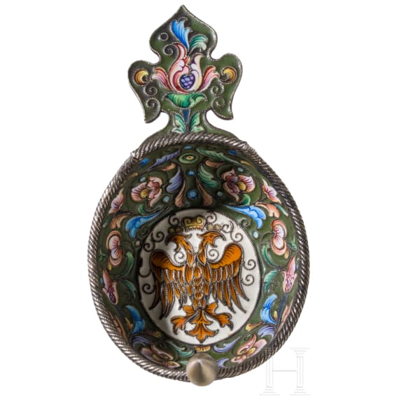 Kleiner Cloisonn&eacute;-Email-Kowsch mit Doppeladler, Russland, Moskau, 1899-1908