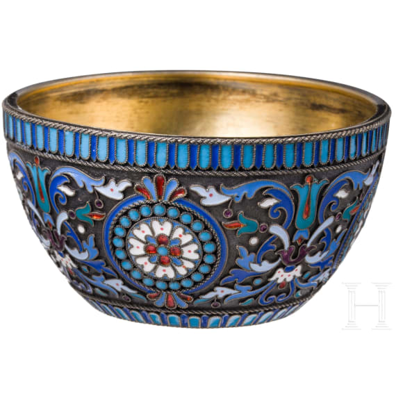 Cloisonn&eacute;-Email-Schale, Russland, Moskau, A. Egorow, 1889
