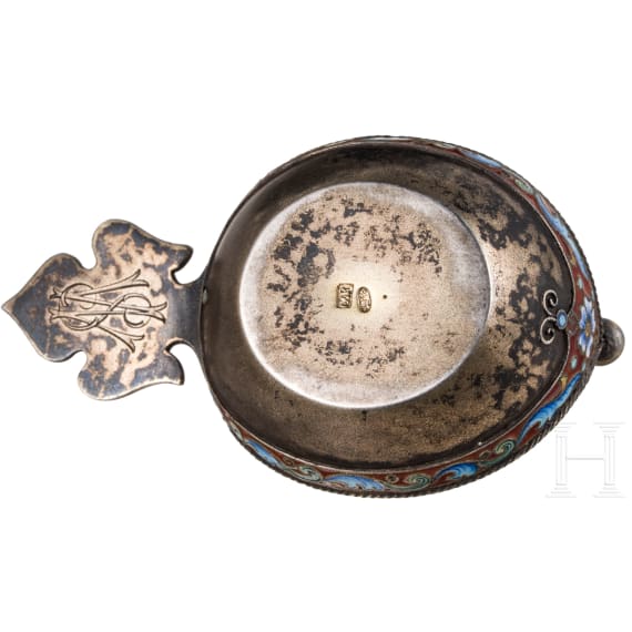 Kleiner Cloisonn&eacute;-Email-Kowsch mit Doppeladler, Russland, Moskau, 1899-1908