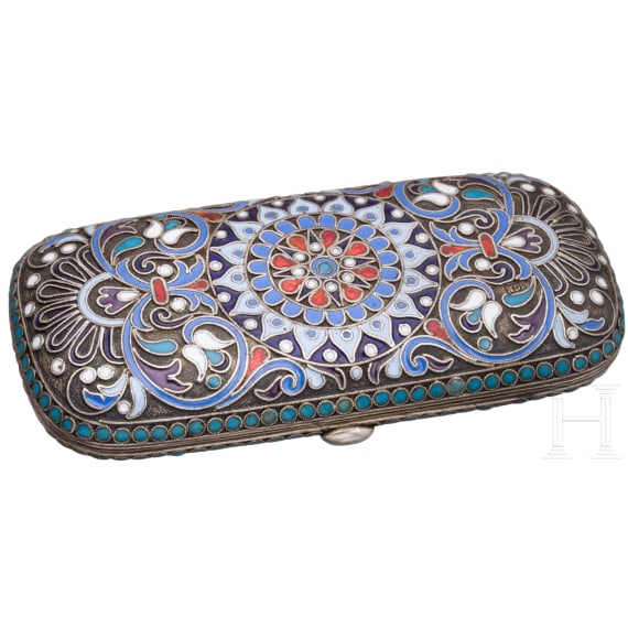 Cloisonn&eacute;-Email-Zigarettenetui, Russland, Moskau, Gustav Klingert, 1891 - 1896