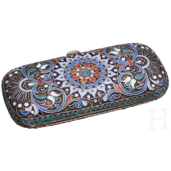 Cloisonn&eacute;-Email-Zigarettenetui, Russland, Moskau, Gustav Klingert, 1891 - 1896
