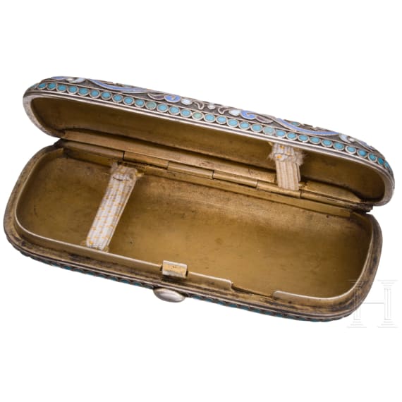 Cloisonn&eacute;-Email-Zigarettenetui, Russland, Moskau, Gustav Klingert, 1891 - 1896