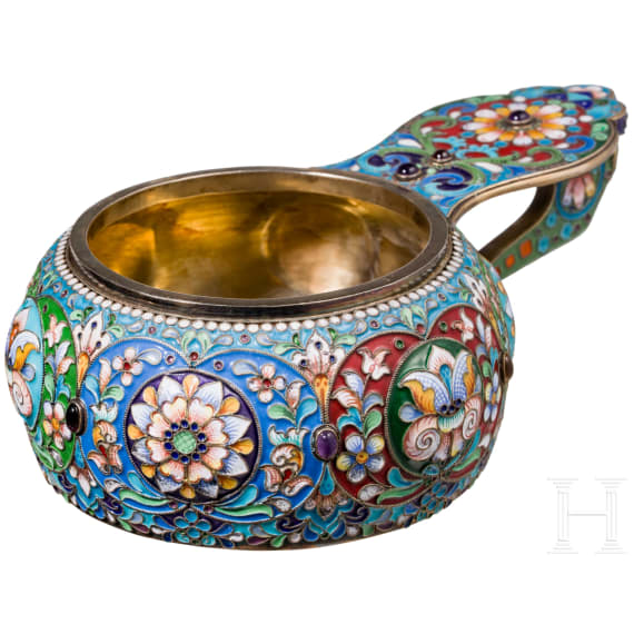 Cloisonn&eacute;-Email-Kowsch, Russland, 2. H&auml;lfte des 20. Jhdts.