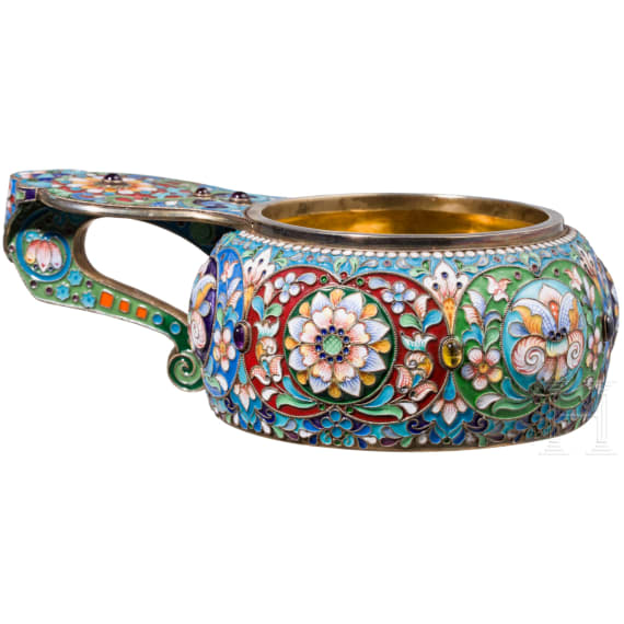 Cloisonn&eacute;-Email-Kowsch, Russland, 2. H&auml;lfte des 20. Jhdts.