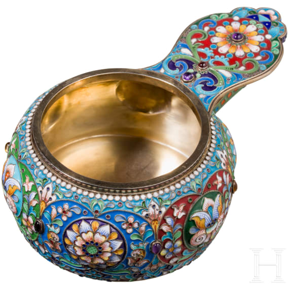 Cloisonn&eacute;-Email-Kowsch, Russland, 2. H&auml;lfte des 20. Jhdts.