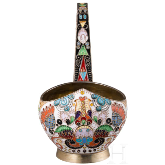 Cloisonn&eacute;-Email-Kowsch in der Art von Feodor R&uuml;ckert, 2. H&auml;lfte des 20. Jhdts.