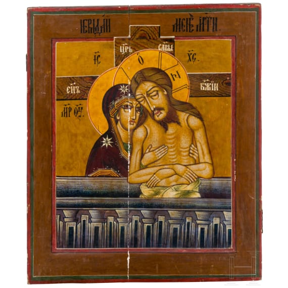 A large icon showing "Do not weep for me Mother", Russia, 19th century.